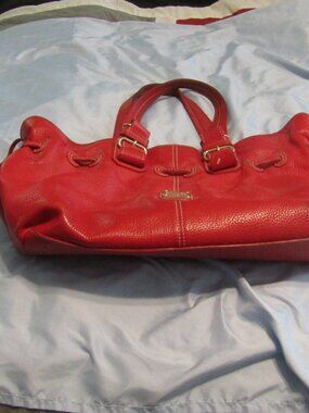 LARGE DOONEY & BOURKE Red Pebble Grain CHIARA Drawstring Satchel Tote Bag Purse